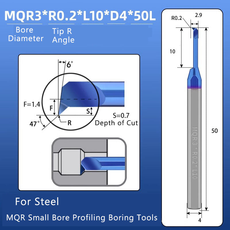 Small Hole Boring Tool Tungsten Steel Alloy MQR CNC Shockproof Inner Hole Boring Bar Micro Small Hole Turning Tool Shandong Denso Pricision Tools Co.,Ltd.